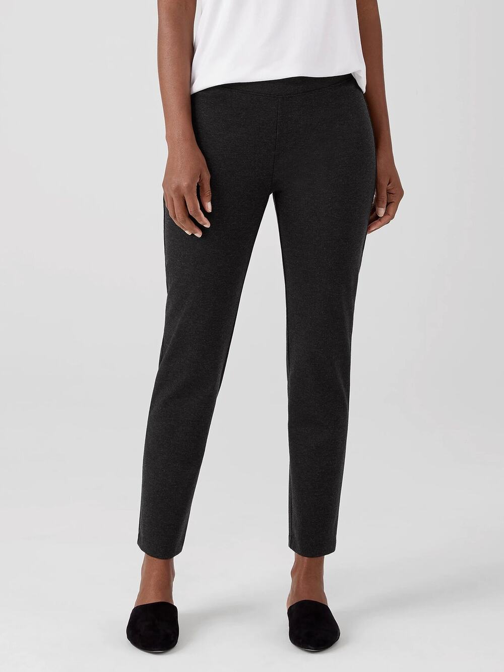 Eileen Fisher Mélange Viscose Stretch Ponte Slim Pant Charcoal